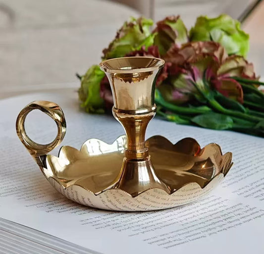 Simple handheld-Brass vintage candle holder